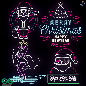 Modern Christmas Neon Decorative Lights 3d model
